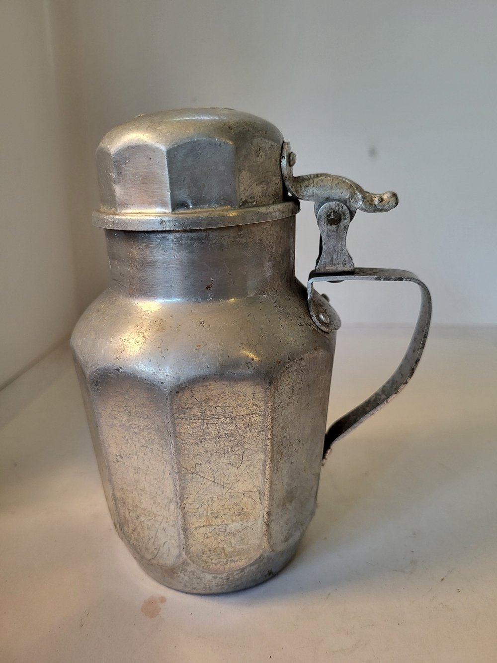 Vintage Aluminum Karo Syrup Pitcher with Spring Loaded Lid